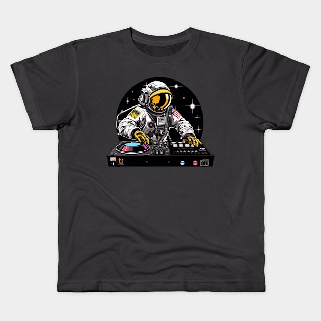 Dj Astronaut Kids T-Shirt by OscarVanHendrix